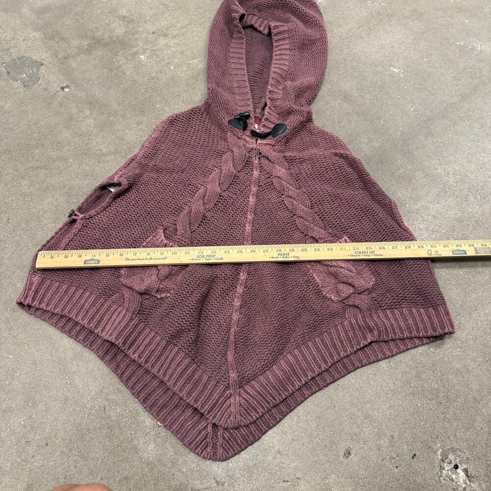 Diesel Mauve Wool Blend Weaved Knitted Poncho Hooded Asymmetric Hem Size Small - Picture 6 of 8